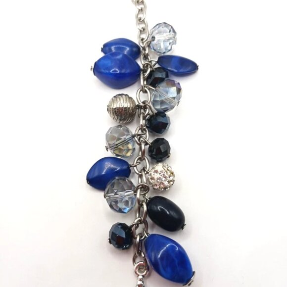 Blue + Silver Beaded + Silver Tone Cross 9 Inch Keychain or Purse Charm - Picture 5 of 7